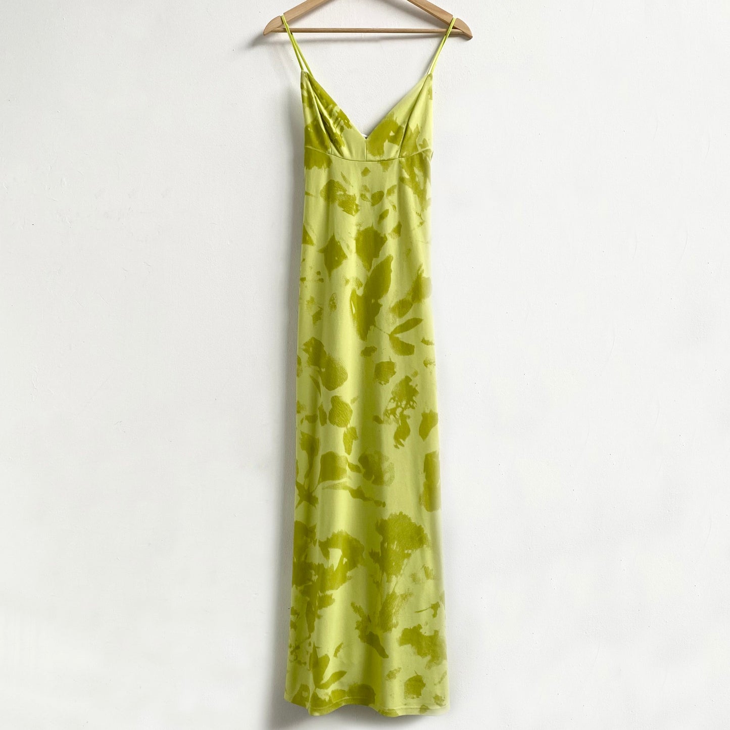 Lime Green Floral Silhouette Maxi Dress