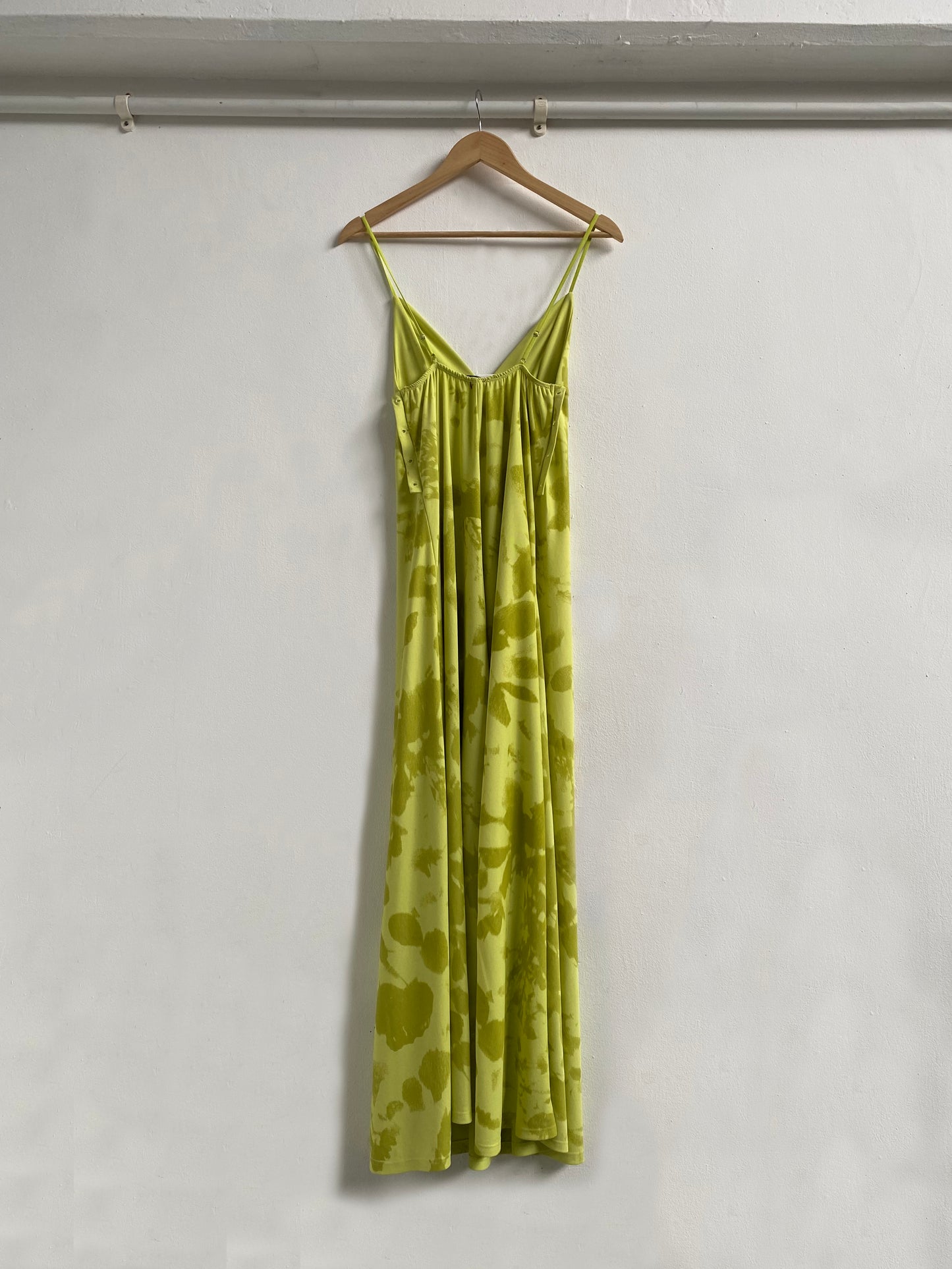 Lime Green Floral Silhouette Maxi Dress